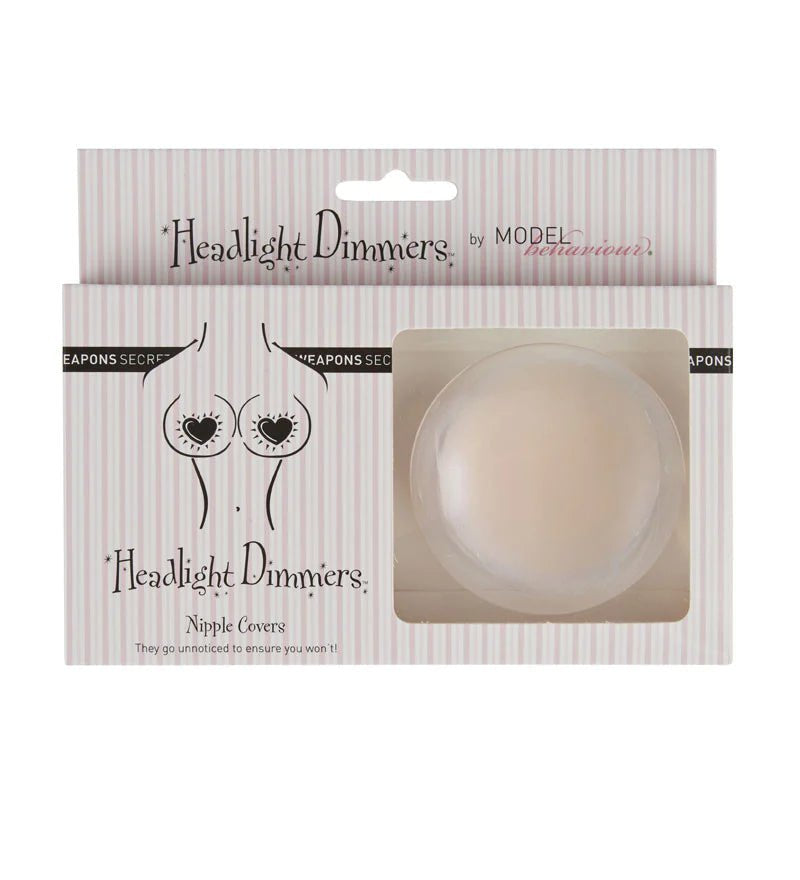 Secret Weapons Headlight Dimmers Round Nude silicone nipple covers in retail packaging.