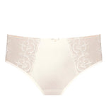 Front view of Perla Midi Brief Ivory – floral embroidery and soft ivory finish – The Foundation