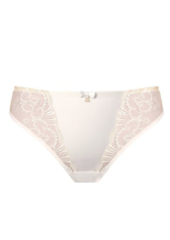Flat lay of Perla Thong Ivory – front view with lace detail – The Foundation