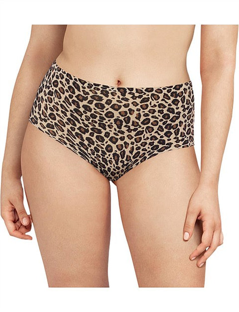 Soft Stretch Full Brief Leopard Black