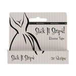 Stick It Strips Rescue Tape 20-pack box—clear double-sided fashion tape for clothing emergencies.