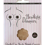 Headlight Dimmers Single Use Nude Nipple Covers in packaging – pack of 3 discreet, flower-shaped covers.