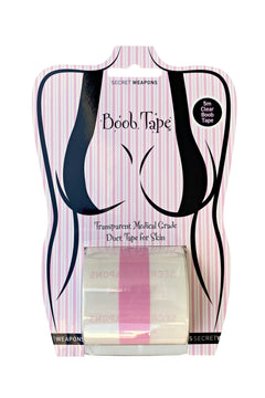 Secret Weapons Boob Tape in clear – 5-metre roll of medical-grade, skin-safe breast lift tape.