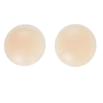 Pair of round nude silicone nipple covers with seamless edge for invisible coverage.