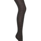 Wool/Cotton Doubleface Tights Noir, displayed flat, from The Foundation, featuring a luxury blend for warmth, softness, and durability.