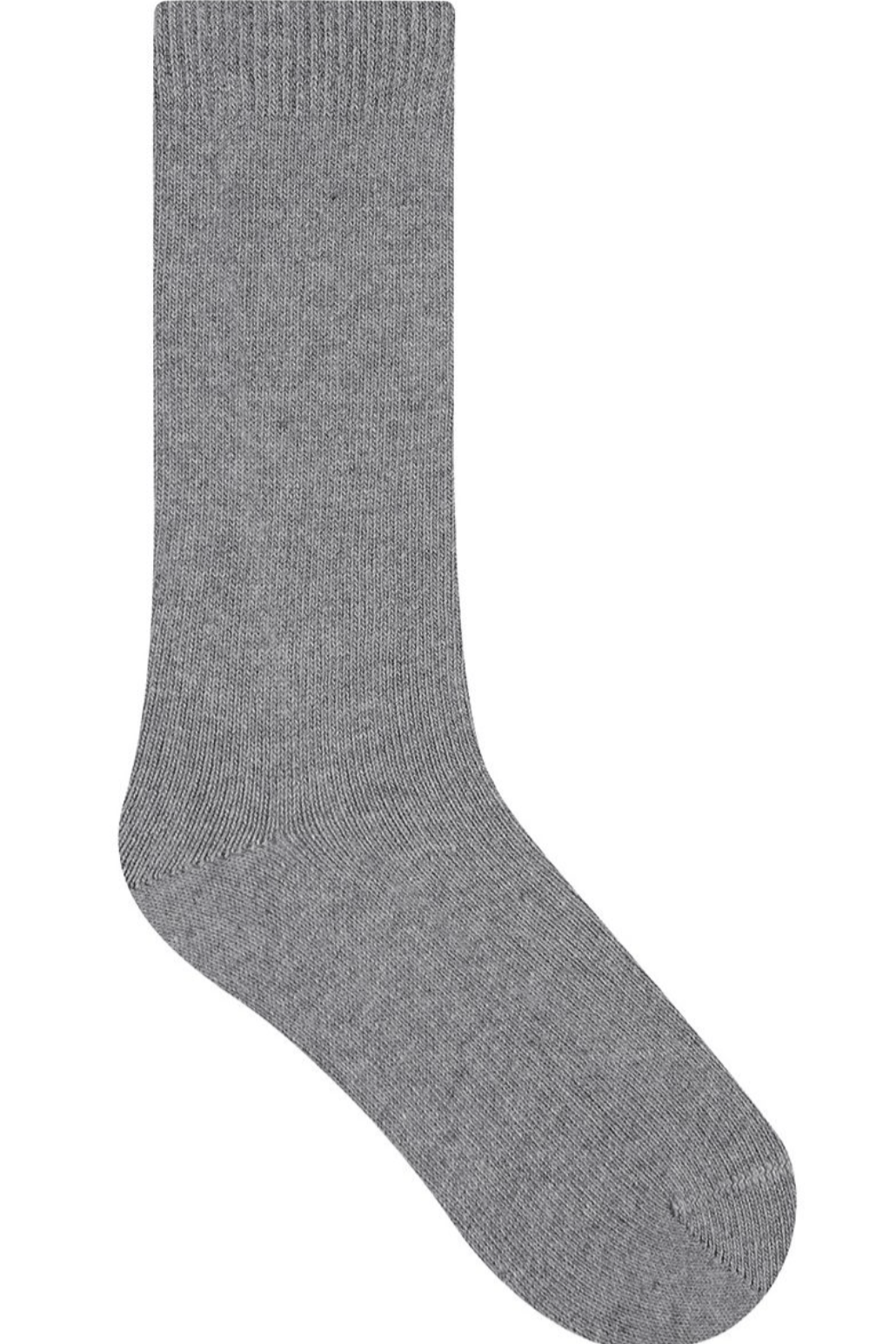 Wool Cashmere Socks Mid Gris Flanelle, displayed flat, from The Foundation, showing luxury blend grey socks for warmth and comfort.