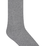Wool Cashmere Socks Mid Gris Flanelle, displayed flat, from The Foundation, showing luxury blend grey socks for warmth and comfort.