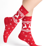 Christmas Reindeer Cotton Sock Red