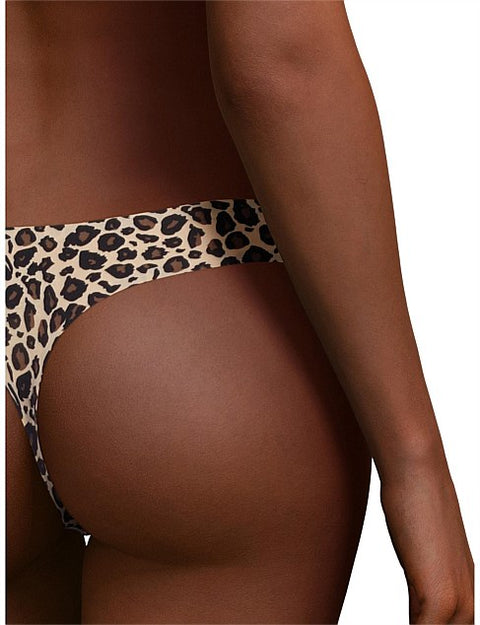 Soft Stretch Thong Leopard Black