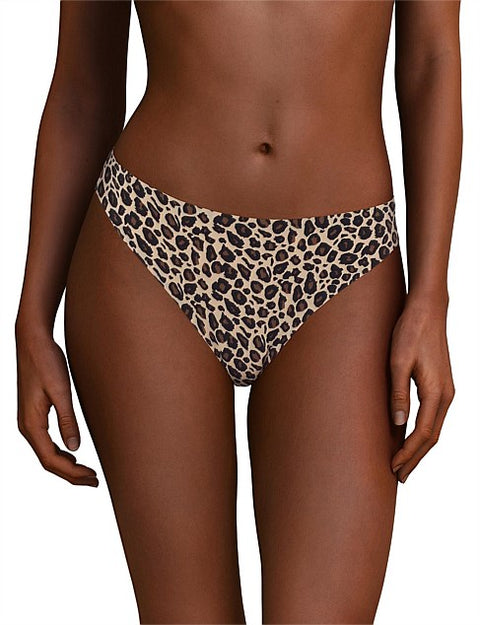 Soft Stretch Thong Leopard Black