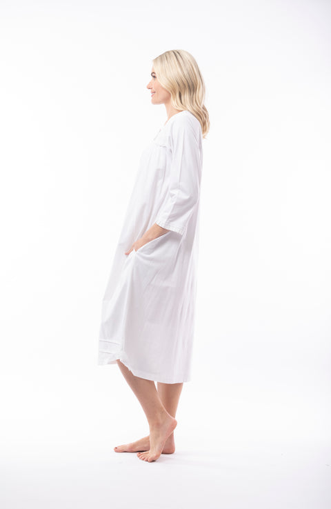 Victoria Pintucks Mid Nightie White