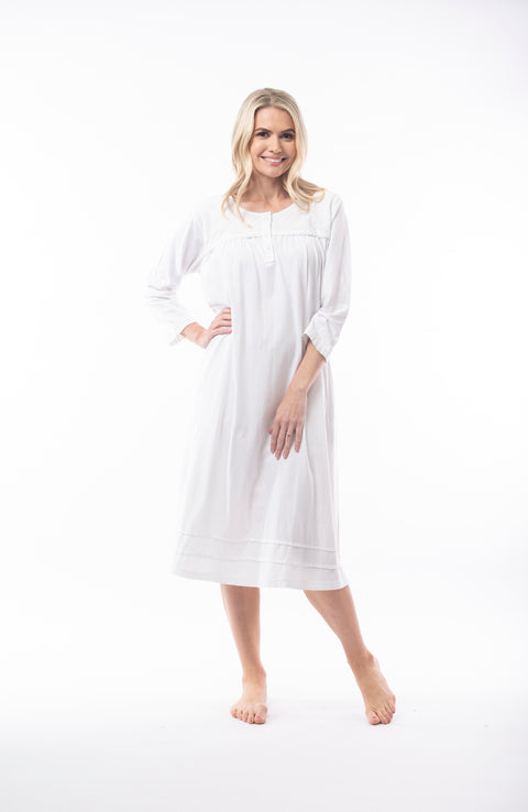 Victoria Pintucks Mid Nightie White