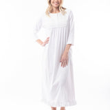Victoria 3/4 Sleeve Long Nightie White