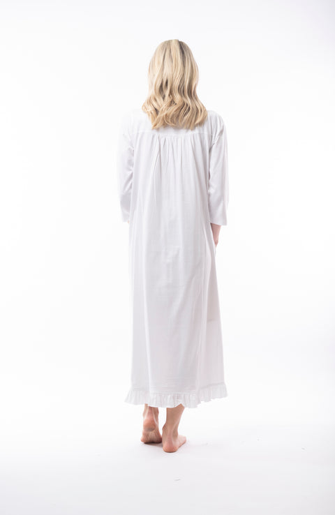 Victoria 3/4 Sleeve Long Nightie White