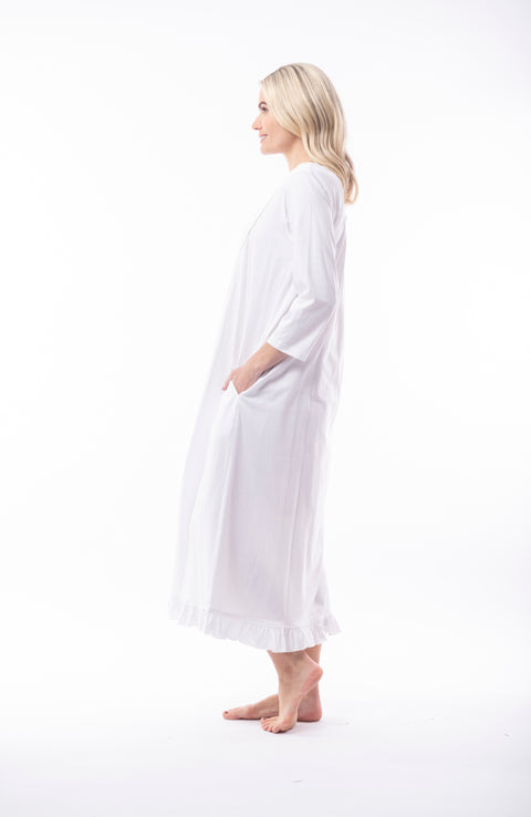 Victoria 3/4 Sleeve Long Nightie White