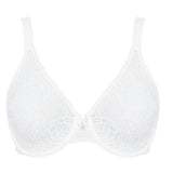 Product flat lay of ivory floral lace underwire bra—The Foundation