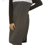 Stripe Long Sleeve Lace Dress Black