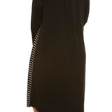 Stripe Long Sleeve Lace Dress Black