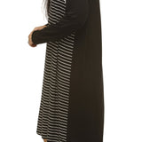 Stripe Long Sleeve Lace Dress Black