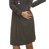 Stripe Long Sleeve Dress Black