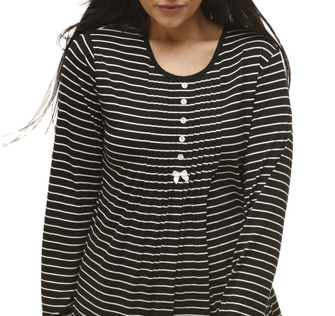 Stripe Long Sleeve Dress Black