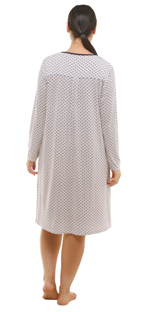 Geo Tile Long Sleeve Ruffle Dress