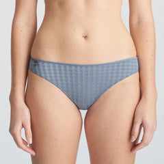 Front view of Marie Jo Avero Rio Brief in Atlantic Blue with soft gingham print and sleek finish.