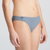 Side view of Marie Jo’s Avero Rio Brief in Atlantic Blue with signature gingham and light sheen.