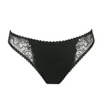 Flat lay of Marie Jo Jane Rio Brief in black with intricate hip embroidery and classic cut.