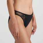 Side view of Jane Rio Brief Black showcasing sheer embroidery along the hips.