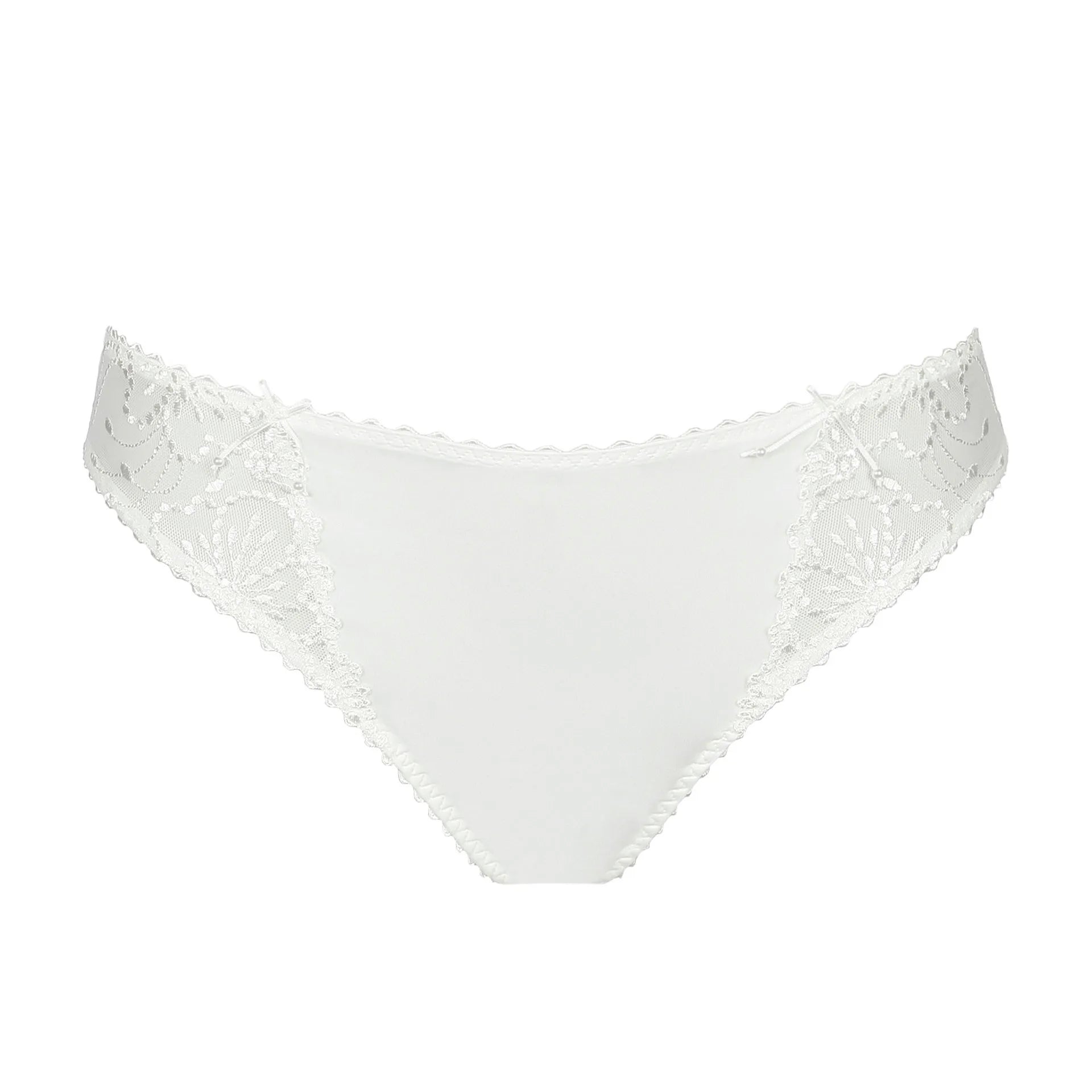 Flat lay of the Jane Rio Brief Natural by Marie Jo, showcasing elegant white embroidery and refined silhouette.