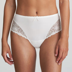 Front view of Marie Jo Jane Full Brief in Natural, featuring full coverage and delicate floral embroidery at the legs.