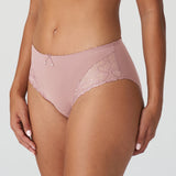 side view of Jane Full Brief Bois De Rose with floral embroidery and pearl bow – The Foundation