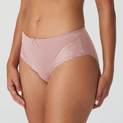 side view of Jane Full Brief Bois De Rose with floral embroidery and pearl bow – The Foundation