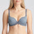 Front view of the Marie Jo Avero Heart Shape Contour Bra in Atlantic Blue, showing light denim blue tone with daisy strap detail.