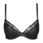 Flat lay of Marie Jo Jane Push Up Bra in black showing underwire cups and embroidered edges.