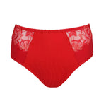 PrimaDonna Deauville Full Brief in Scarlet from The Foundation, featuring high waist fit, smoothing support, and lace detail at the hips.