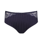 Flat lay of Madison Full Brief in Blue Bijou with gingham check panel and lace detail.