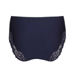 Back view of Flat lay Madison Full Brief Lace Back in Blue Bijou, showing floral lace across the rear panel.