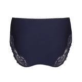 Back view of Flat lay Madison Full Brief Lace Back in Blue Bijou, showing floral lace across the rear panel.