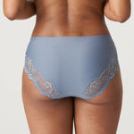Back view of Madison Lace Back Brief in Atlantic Blue with luxurious sheer lace detail and full coverage fit