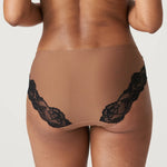 Back view of the Madison Lace Back Brief in bronze from The Foundation, highlighting the luxurious lace detail