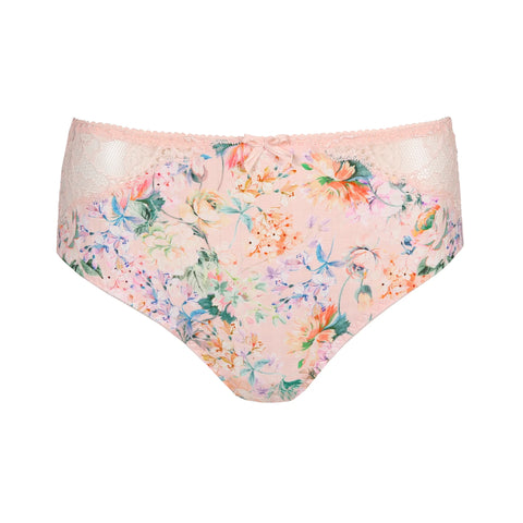 PrimaDonna Madison Full Brief Lace Back in Pink Diamond from The Foundation, featuring floral gingham print and lace-wrapped back.