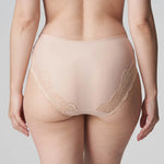 back view of Lace-back detailing on the Madison Full Brief in Café Latte from The Foundation. 