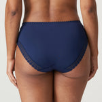 Back view of Sedaine Full Brief Water Blue – smoothing lace edges for a seamless look.