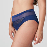 Side view of Royal Sophora full brief showing high waist fit and shimmering tulle embroidery.