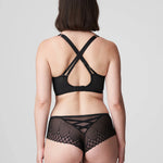 Back view of Vya lingerie set by PrimaDonna, with embroidered thong and cross-back plunge bra.