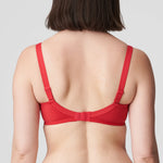 Back view of the Deauville Full Cup Bra Scarlet from The Foundation, showing full coverage band and adjustable straps.