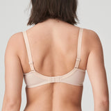 Model wearing PrimaDonna Deauville Full Cup Bra in Café Latte from The Foundation, with embroidered cups, side support, and a flattering fit. back view