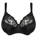 Product flatlay of Deauville Full Cup Bra Black from The Foundation, showing lace detail and full cup structure.
